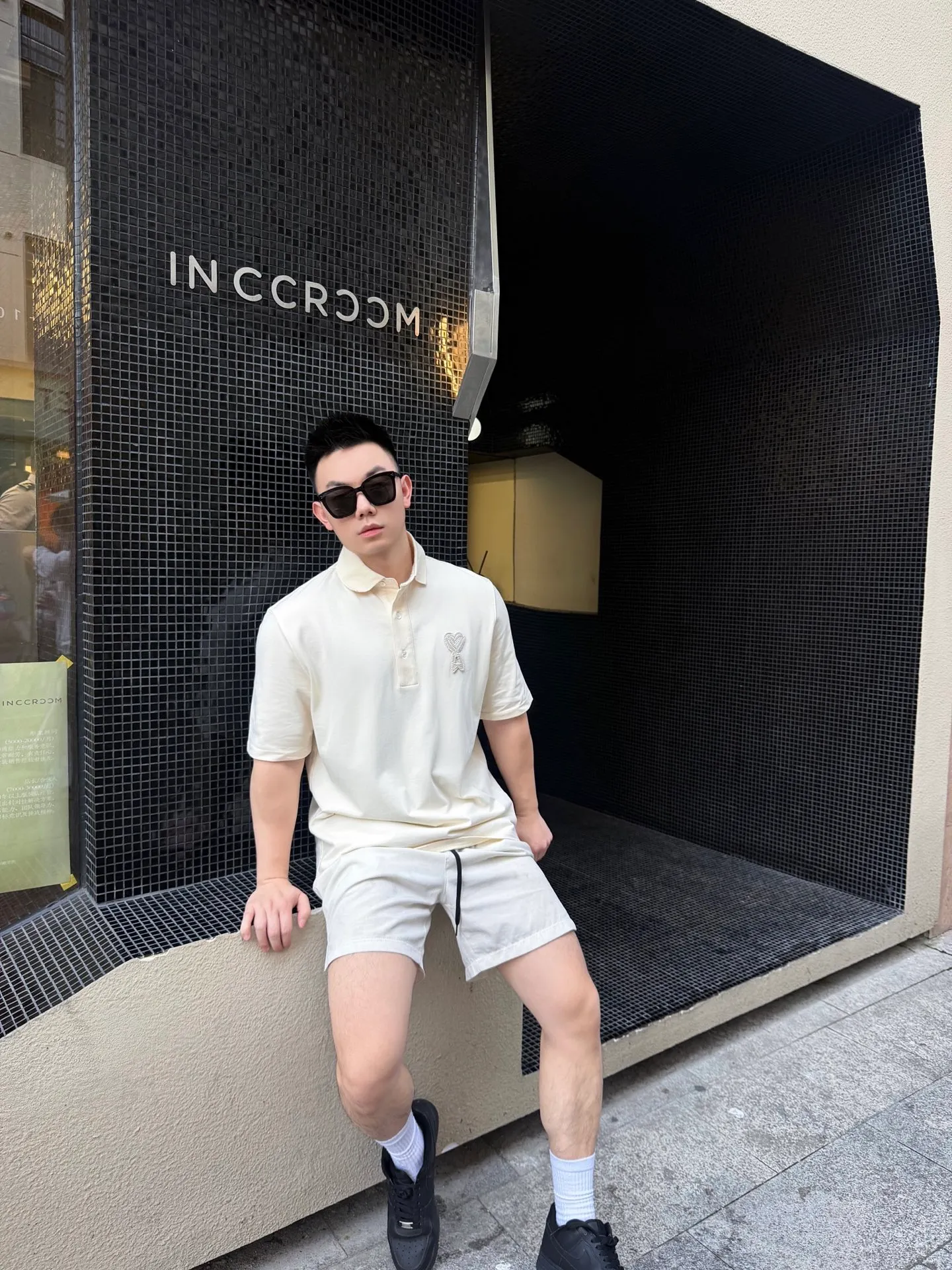 AMI PARIS crochet love short-sleeved Polo shirt upper body reference